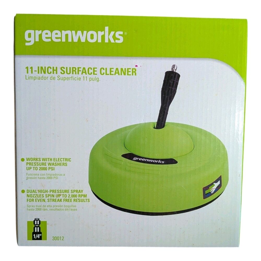 Greenworks 30012 11" Surface Cleaner Attachment for Pressure Washers 2000PSI New
